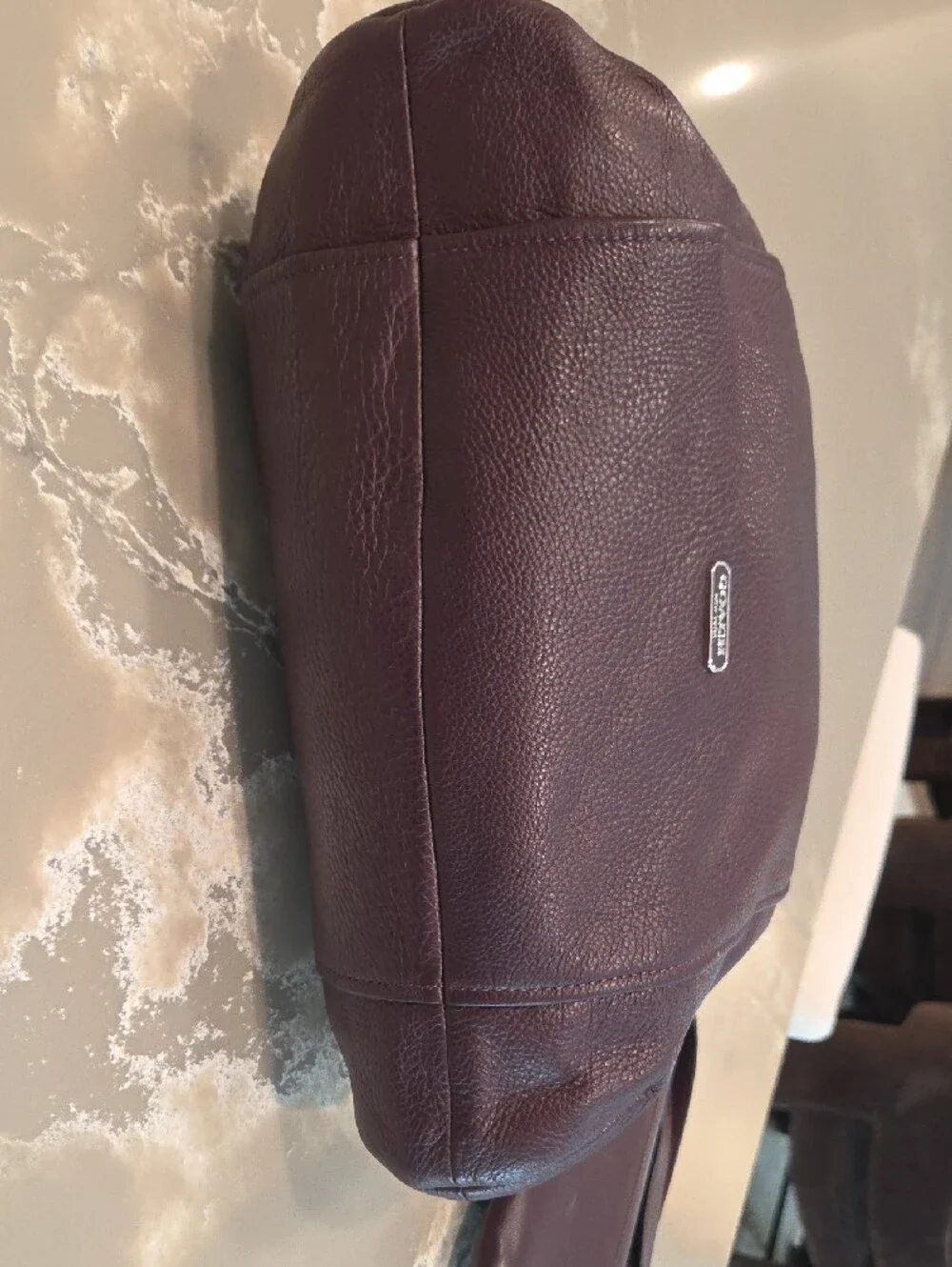 Coach Plum Leather Hobo Bag with Matching Wallet